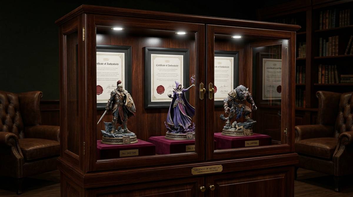 Limited edition horror collectibles — three numbered premium statues in display | Studio Everart