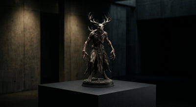 A horror resin collectible statue standing securely on a black display pedestal