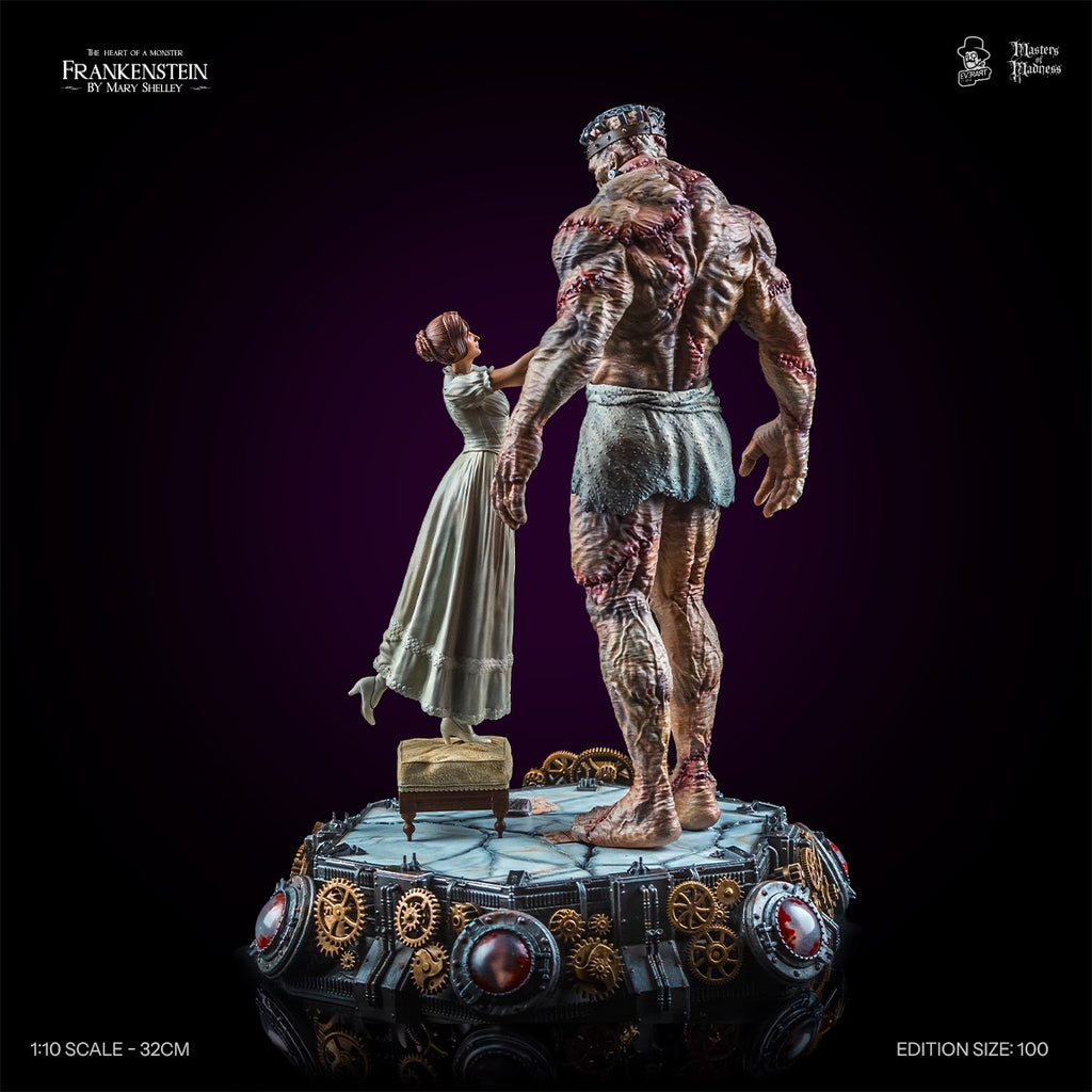 Frankenstein Creators Edition statue – rear view of the Creature and Mary Shelley figure
