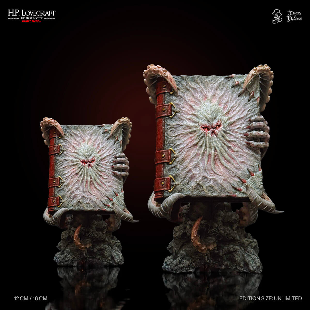 Necronomicon resin replica — open pages with eldritch patterns | Studio Everart