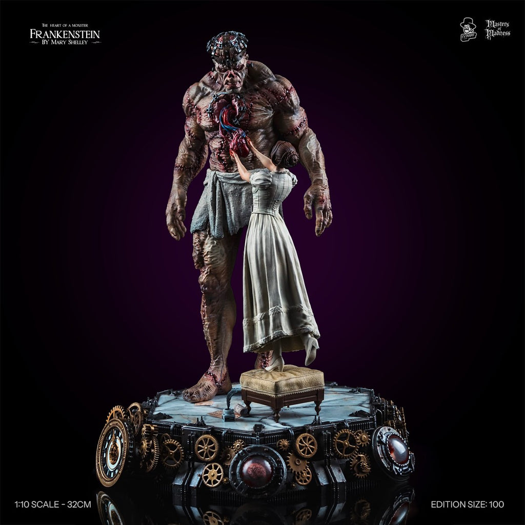 Frankenstein Creators Edition statue front view showing the heart-offering scene
