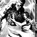 Frankenstein art print detail — the Creature holding a woman in rain and lightning, Pasquale Qualano | Studio Everart