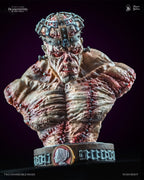 Frankenstein Creature bust with metal cage head and exposed brain, front view | Studio Everart