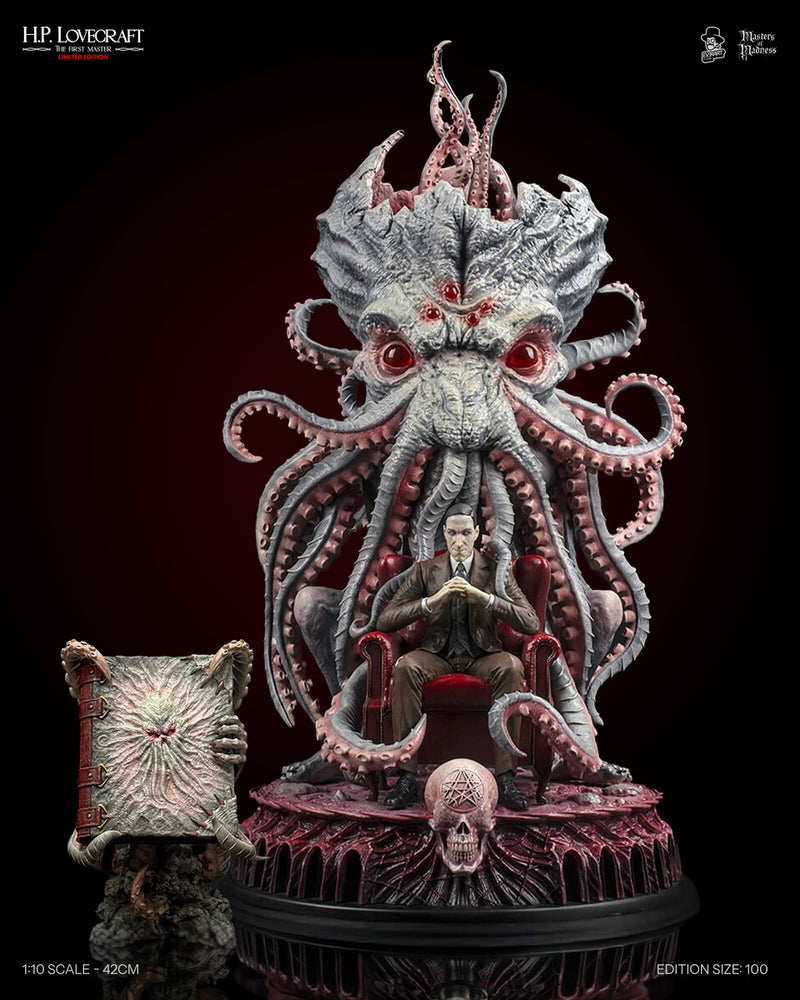 H.P. Lovecraft Forbidden Edition set — statue, Necronomicon replica, art print