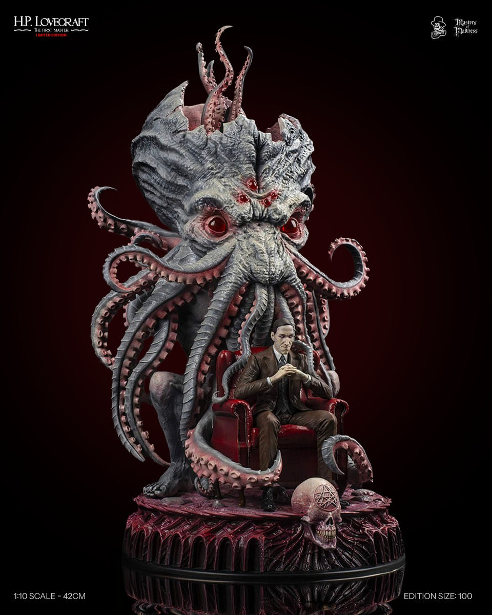 H.P. Lovecraft Forbidden Edition statue — front view 42cm | Masters of Madness